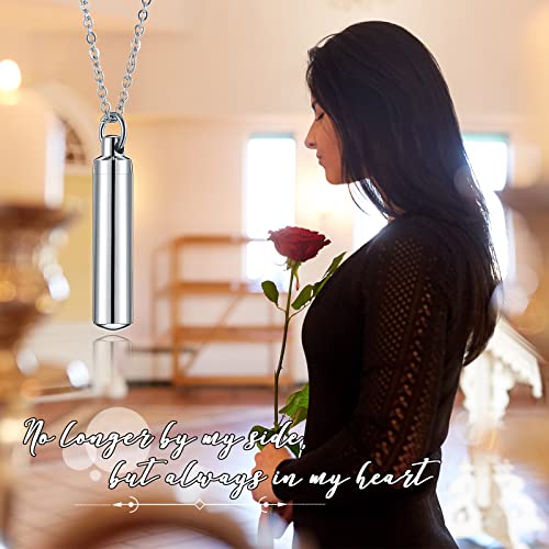 16 Pieces Urn Necklace for Ashes Cremation Cylinder Memorial Silver Stainless Steel Memorial Pendant Jewelry Cylinder Keepsake Pendant with Funnel for Women Men Loved Ones