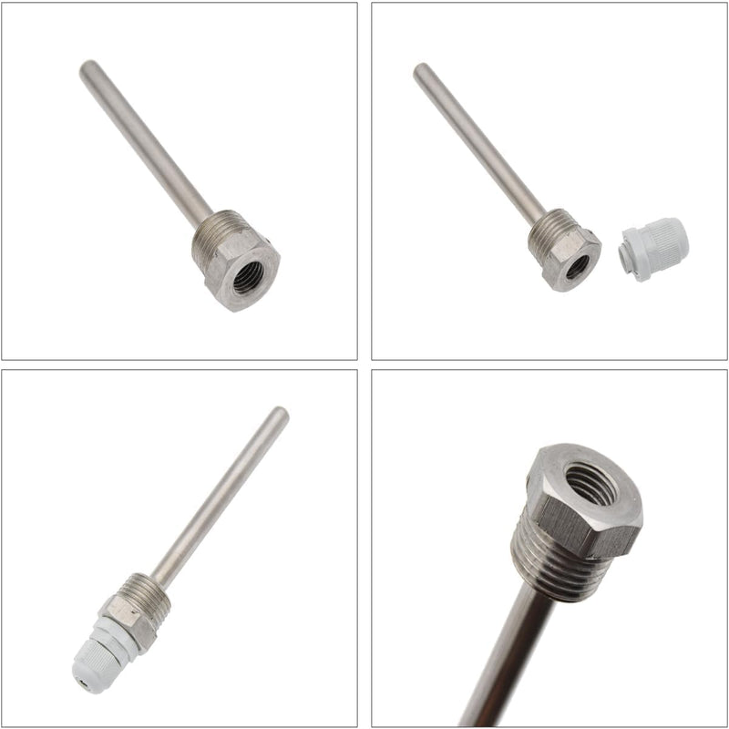 4 x 1/2 inch immersion sleeves, 8 x 100 mm diving sleeve, 1/2 inch, stainless steel diving sleeve, G1/2 inch thread for temperature sensor, 304 immersion sleeves, protective tube for temperature sensor, thermowell, thermowell | ,G1/2 Zoll Gewinde für T...