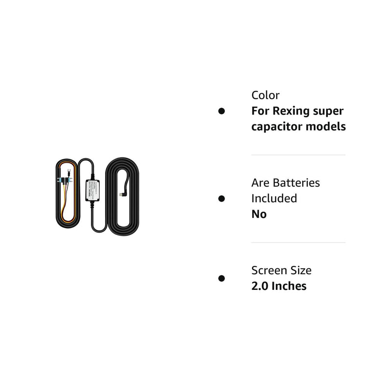 [Australia - AusPower] - Rexing Smart Hardwire Kit Mini-USB Port for All Supercapacitor Models - V1-4K, V1P, V3, V2 Pro, V5, S1 Series, V1P Pro Series, Max Series Dash cams,etc 