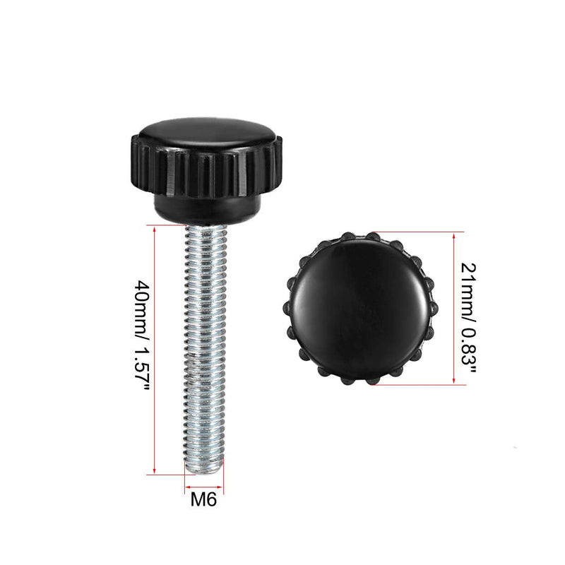 [Australia - AusPower] - uxcell M6 x 40mm Metric Male Thread Knurled Clamping Knobs Grip Thumb Screw on Type Hand Clamping Handle Bolt with Plastic Knobs Black 8 Pcs M6 x 40 