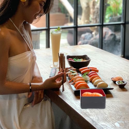 Luxshiny Sushi Box 3 Layer Bento Box with Spill Proof Lid Japanese Bento Picnic Container for Sushi Storage Lunch Travel and Grain or Cereal Storage 7.87 X 6.10 X 6.10 in