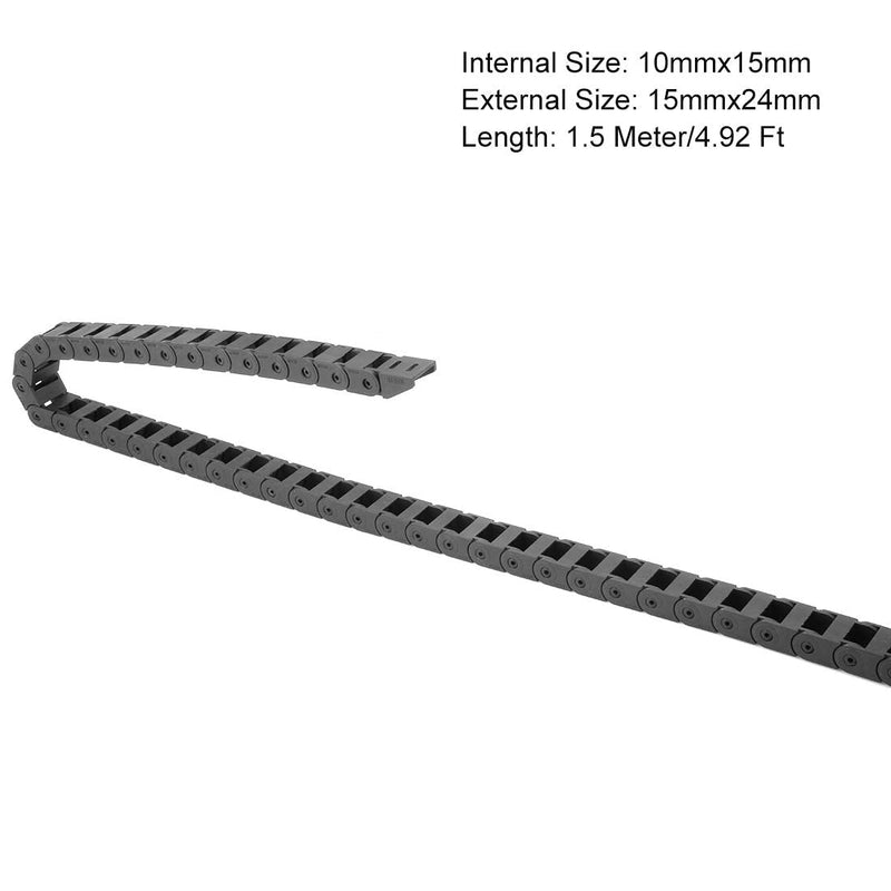 [Australia - AusPower] - uxcell Drag Chain Cable Carrier Closed Type with End Connectors R18 10X15mm 1.5 Meter Plastic for Electrical CNC Router Machine Black 