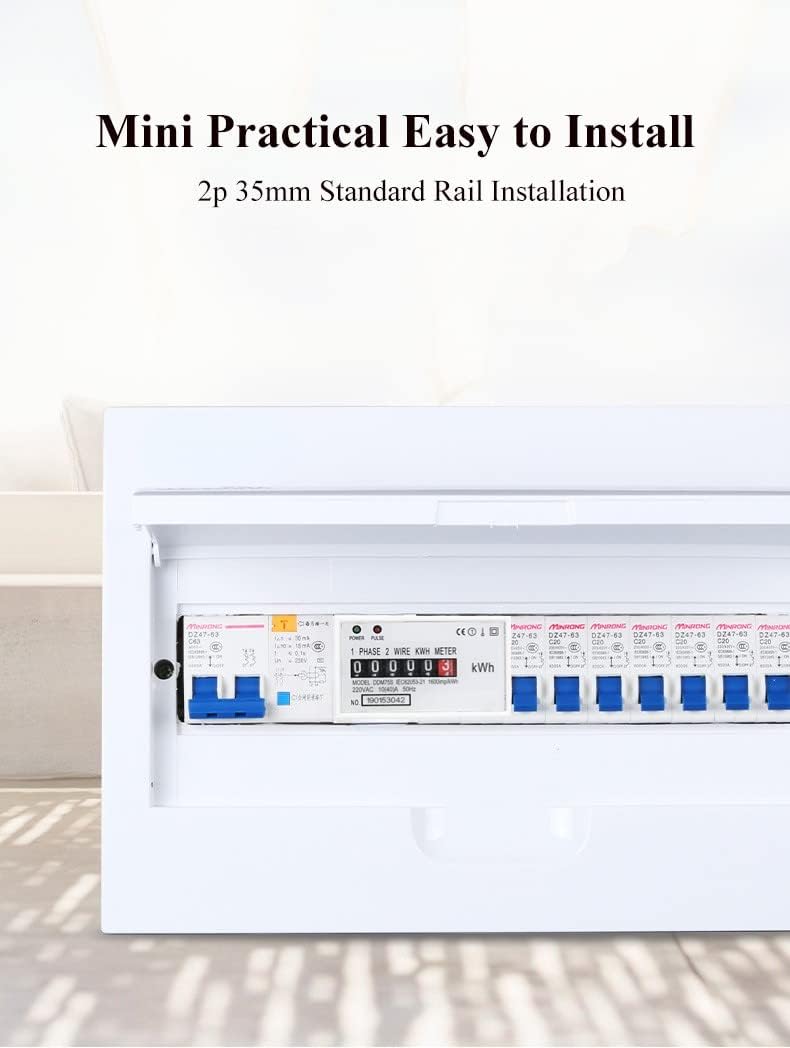 [Australia - AusPower] - Energy Meter, DDM75S Single Phase 4P LED Din Rail Energy Meter, Power Consumption Meter 10-40A KWh Meter with Passive Pulse Output 