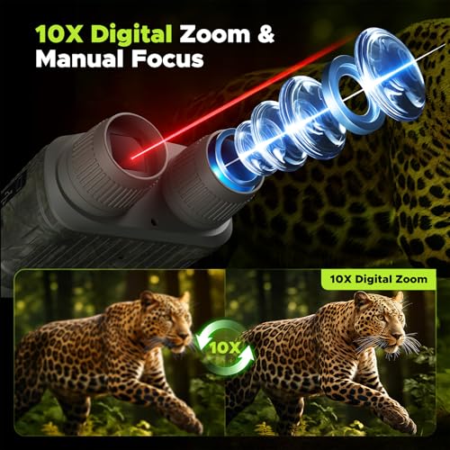 Night Vision Goggles, 4K Night Vision Binoculars, Infrared Digital Night Vision with 3'' HD Screen & 10X Digital Zoom, 5000mAh Battery and 32GB TF Card, Tech Gadgets Telescope for Camping DEEP GREEN