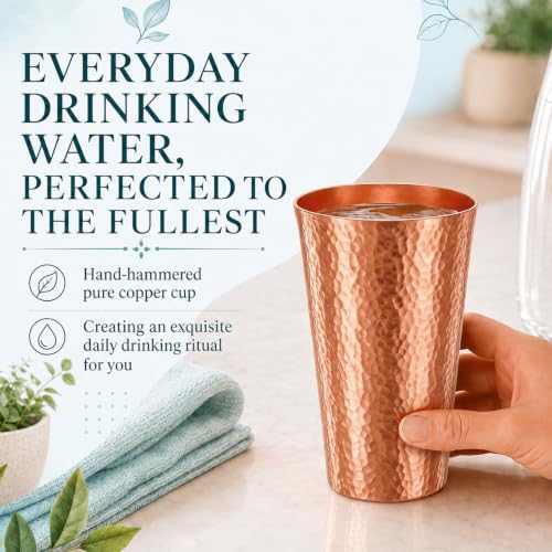 2 Pcs 18.5 Ounce Pure Copper Cups for Drinking Water