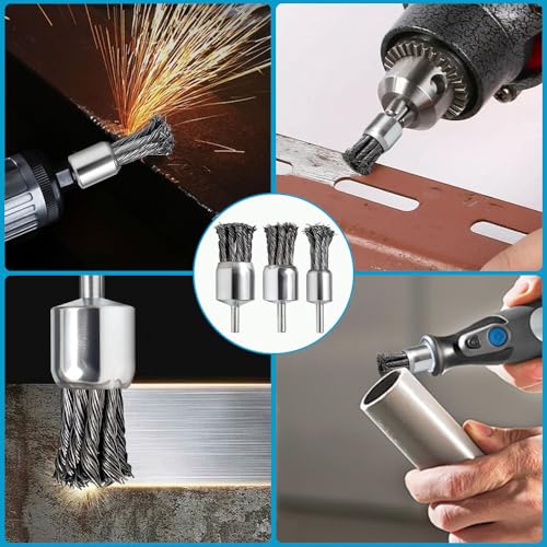 12 Piece Wire Brush Drill Set for Corrosion, Paint Removal | 20mm/25mm/30mm, Wire Brush Wheel for Drill, Brush Head Brush, Wire Brush for Drill, Wire End Brush Set