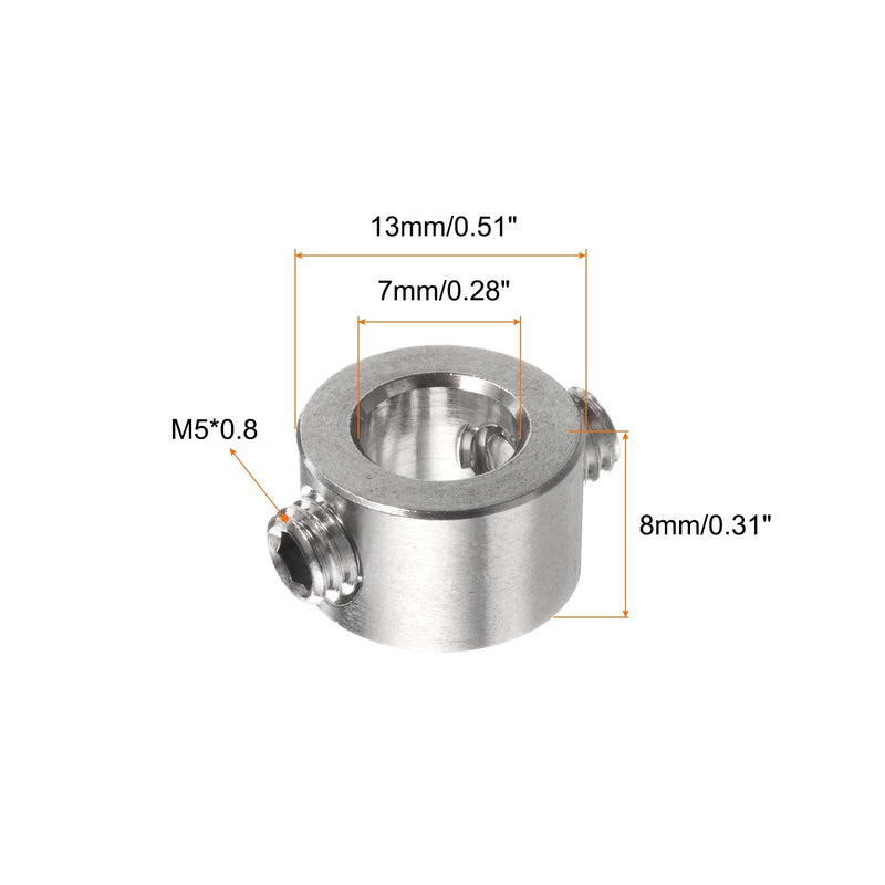 [Australia - AusPower] - 4pcs 7mm Drill Stop Collar Set Depth Stop, Adjustable Stainless Steel Drilling Limit Ring, Anodizing Surface Dowel Shaft Chuck Positioner with Hex Wrench, Silver 