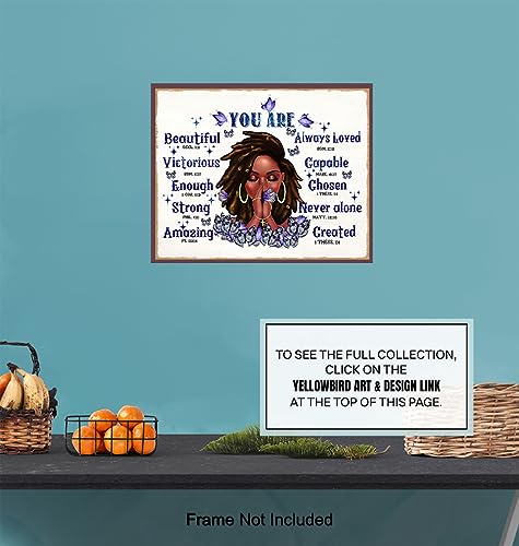 Black women Christian Wall Art - Purple Wall Decor - You Are - African Americans Art - Black Artwork - spiritual Religion Inspiration Gift - Bible Verse Print Motivation Poster - Black Girl Magic