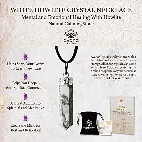 Ayana Crystals White Howlite Necklace – Calm & Clarity in a Crystal Pendant – Handcrafted Hexagonal Reiki Jewelry on Adjustable Cord