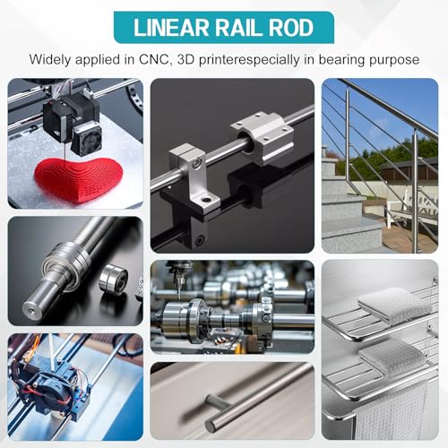 2 PCS Linear Rail 10mm x 400mm Linear Guide Straight Linear Bearing 12mm Precision Shaft Round Steel for 3D Printer DIY CNC 45 Steel Cuttable