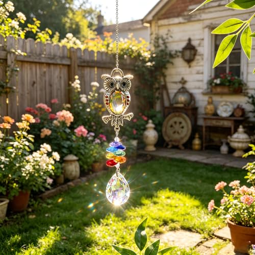 Chakra Owl Crystal Sun Catcher Window Hanging Ornament
