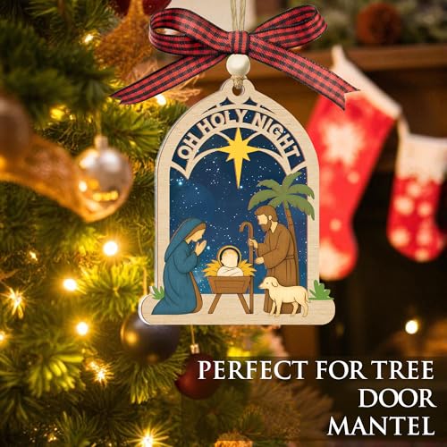 Nativity Christmas Layered 3D Ornament – Religious Holy Family Ornament with Bethlehem Star, Christian Tree Decoration, Catholic Religious Gifts for Women Men, Christmas Ornaments 2025 Katinat -Kl- Nativity Oh Holy Night