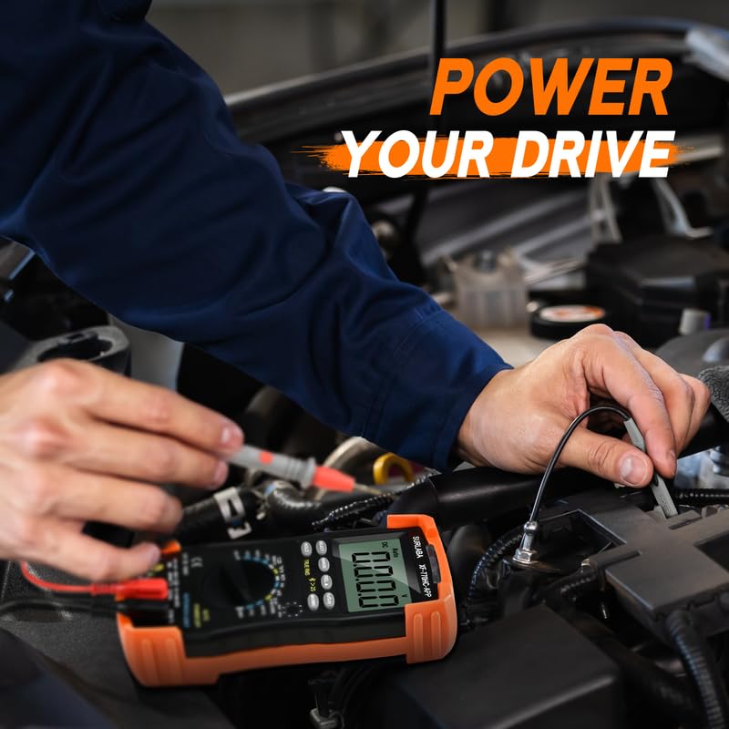 [Australia - AusPower] - 6000 Counts Bluetooth Digital Multimeter, Auto-ranging TRMS Volt Meter for AC/DC Voltage, Current, Resistance, Diode Test, Temperature, Capacitance with Lamp NCV, Orange 