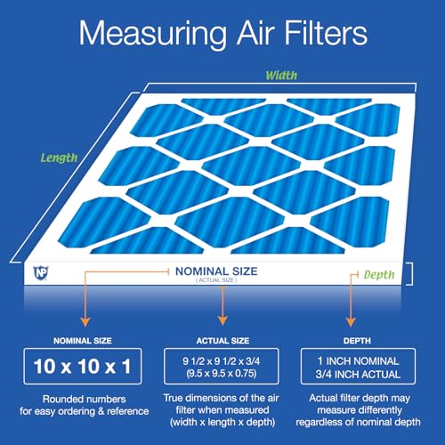 Nordic Pure 10x10x1 pleated MERV 7 plus carbon furnace air filters, 2-pack