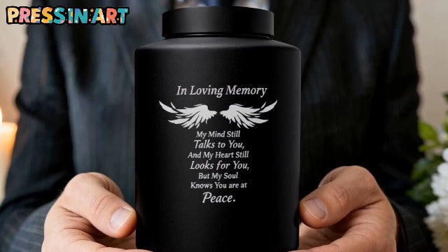 Brother Cremation Urn 5.9 x 3.9 Inch Black Large Stainless Steel Urns with Drawstring Bags Plastic Spoon Polishing Cloth Heart Cremation Human Ashes Keepsake for Memorial Funeral Decor