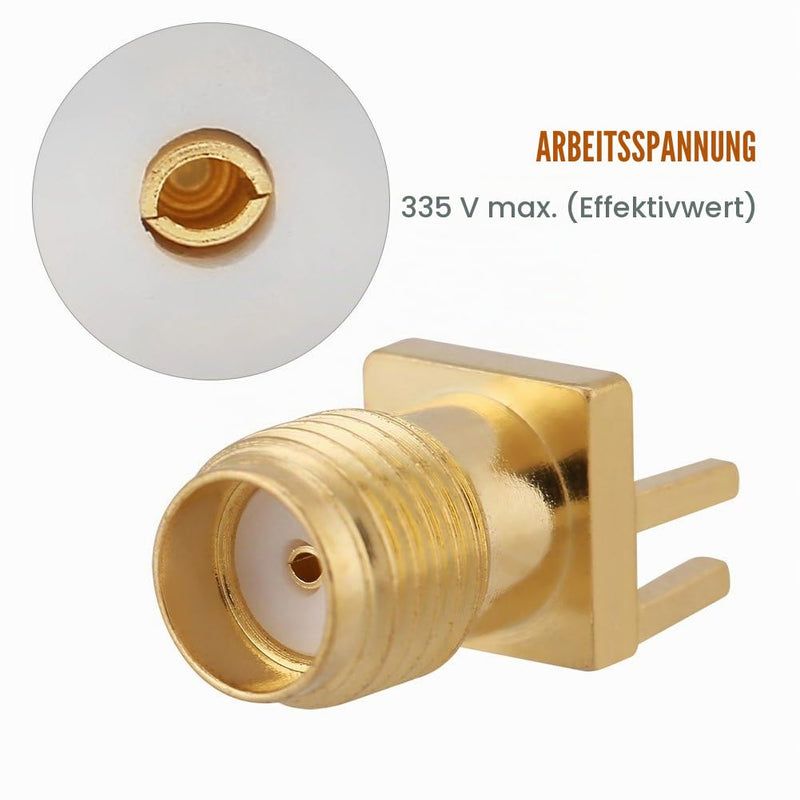 Pack of 10 Brass SMA Female Socket Jack PCB Mount 50 Ohm RF Connectors SMA Connector for Wireless Devices Equipments and Floor Transmission Systems
