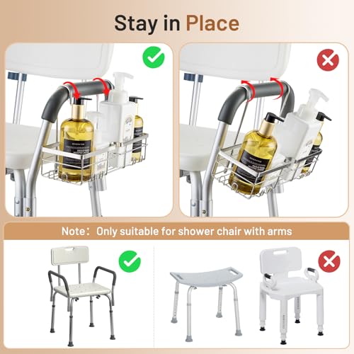 DELLAN Hanging Shower Caddy, Shower Rack with Hooks for Bath Chair & Shower Silver 12"L×4.5"W×8"H