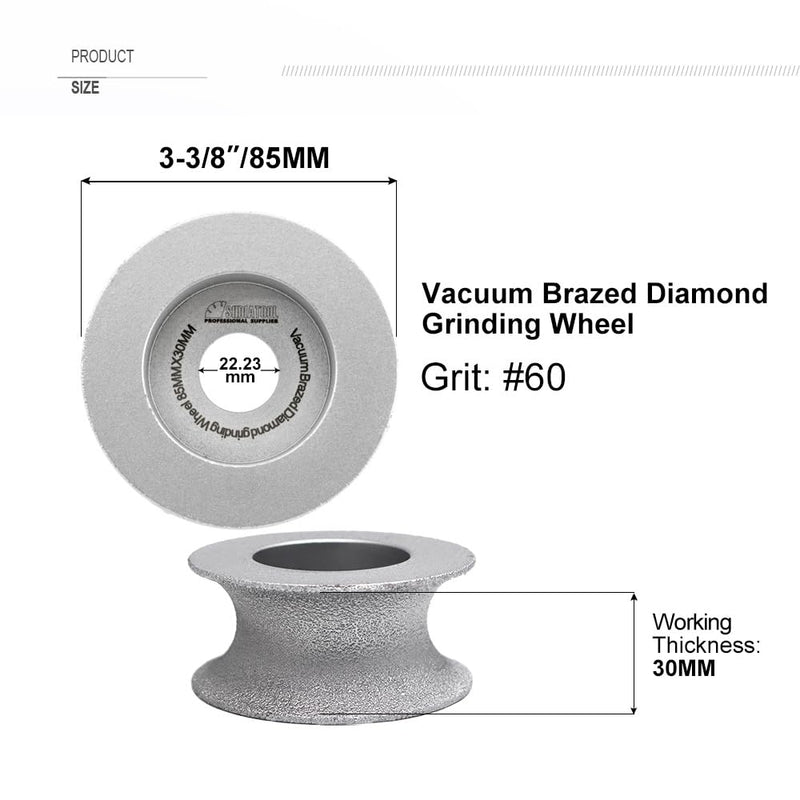 SHDIATOOL Diamond Profile Grinding Wheel 3-3/8 Inch, Height 30mm Half-Round Edge Hand Grinder Disc for Stone Marble Granite Rock Diameter 86mm/Height 30mm 1