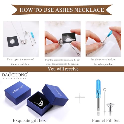 DAOCHONG Infinity Heart Urn Necklace Cremation Jewelry for Women Heart Urn Necklaces