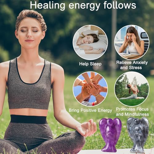 Amethyst Purple Crystal Guardian Angel Statue Healing Decor Gift