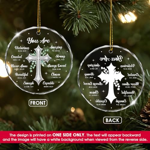 Christian Circle Plexiglass Ornament, Catholic Religious Spiritual Inspirational Gifts, You are Ornament 3 inches, Christmas Tree Decoration, Gift for Women Girl Friends Christian