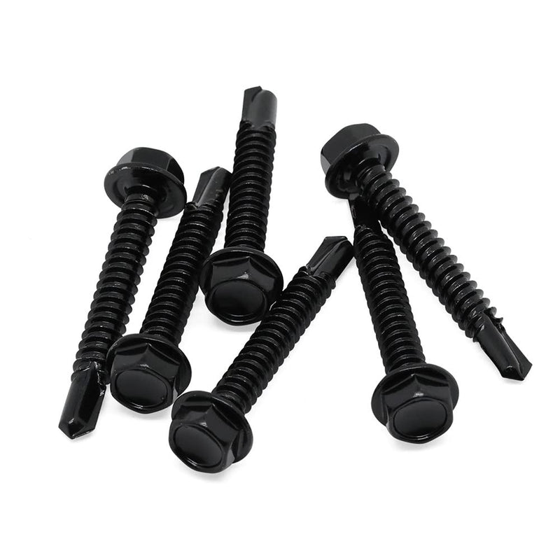 [Australia - AusPower] - #14 x 1" (3/4" to 4" Available) Hex Washer Head Self Drilling Sheet Metal Screws with Drill Point, Stainless Steel 410, Black Oxide, 50 PCS #14 x 1" 