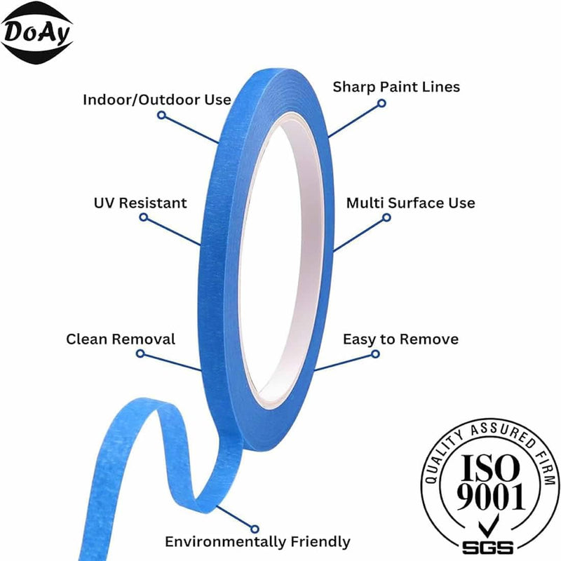 [Australia - AusPower] - Blue Painters Tape 1/4 Inches x 30 Yards - Multi Surface Use - 120 Yards Total - 4 Rolls 0.25" 