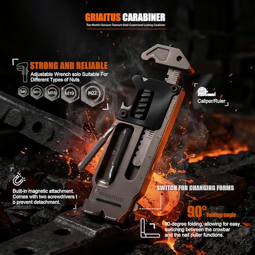 GIRIAITUS 7-in-1 EDC gear pry bar multitool with bottle opener and screwdriver functions