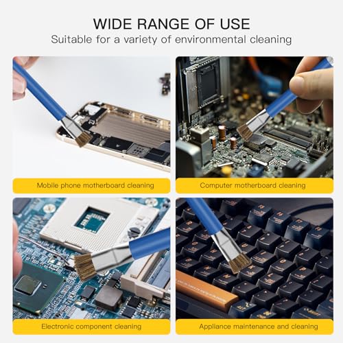 GTHUNDER 2pcs Phone Motherboard IC Cleaning Brush,Double Head Anti-Static ESD Safe Hard Brush,Motherboard Cleaning Tools Cleaning Brush for Computer, Mobile Phone,Watch Etc Circuit Board Cleaner-Blue Blue