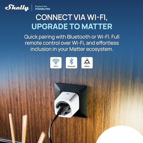 Shelly Plug M Gen3 White - WLAN & Matte Smart Socket, Power Measurement, 13 A, 3000 W, Timer Switch, Plug, Smart Home Plug, Alexa & Google, Apple HomeKit, No Hub Required (Pack of 2) | 13A, 3000W, App, Voice & Platform Control, Timer, Timer, No Hub Req...
