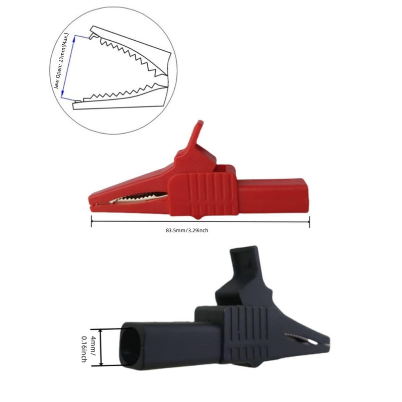 [Australia - AusPower] - Heavy Duty Full Insulated Automotive Car Battery Alligator Clips Electrical Test Clips 1000V 32A 2Pcs,with 4mm Banana Jack Socket(Length:83.5mm) 