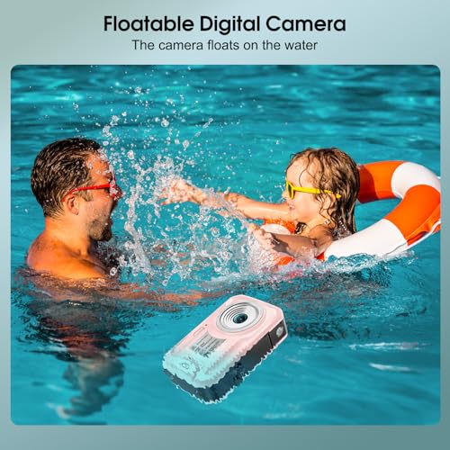 4K Underwater Camera, 64MP 16FT Waterproof Camera, 16GB Card, Pink