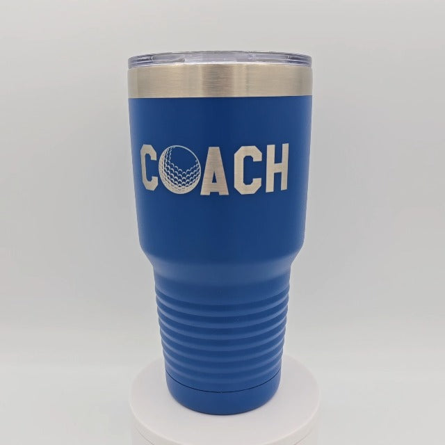 Golf Coach Tumbler - 30oz Engraved Stainless Steel Cup - Black