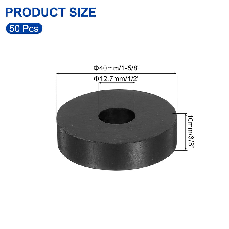 uxcell 50Pcs 1-5/8" OD x 1/2" ID x 3/8" Thick Round Rubber Washers Flat Rubber Spacer Bushing for Home Appliances Cars Boat Accessories 1-5/8" OD x 1/2" ID x 3/8" Thickness 50