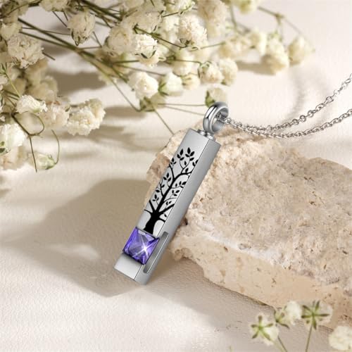 RIPFEVURN Small Mini Urns for Human Ashes Keepsake Adult Female Male Tree of Life Cremation Jewelry Urn Necklaces for Ashes for Women Men Set of 6(Purple) Set of 6-Purple