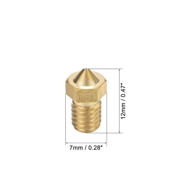 [Australia - AusPower] - uxcell 10pcs 3D Printer Nozzle,Brass V6 Nozzle 0.25mm,Extruder Print Head for Filament 1.75mm V5-V6 M6 3D Printer 