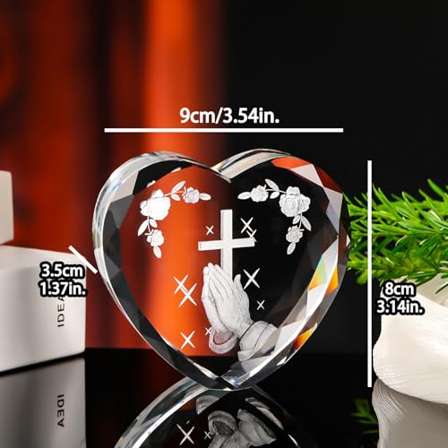 Ornalrist 3D Praying Hand Figurines Glass Religious Gift for Women Ornament Praying Hands