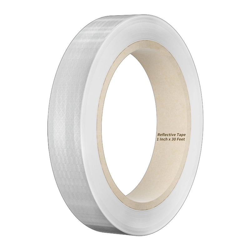Reflective Tape, 1 Inch x 30 Feet - High Intensity - White Reflective Safety Tape Waterproof Conspicuity for Trailer Reflector Trucks Bikes Baby Strollers Helmets