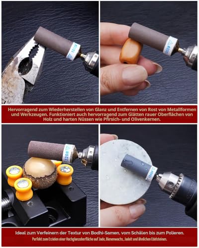 20 Piece Sanding Sleeve Set for Dremel Rotary Tool Sanding Attachments, 600/800/1000/1200 Grit Sanding Rollers Accessory Set with 3 mm Shaft for Metal Stone and Wood Sanding 20pcs--Mixed1