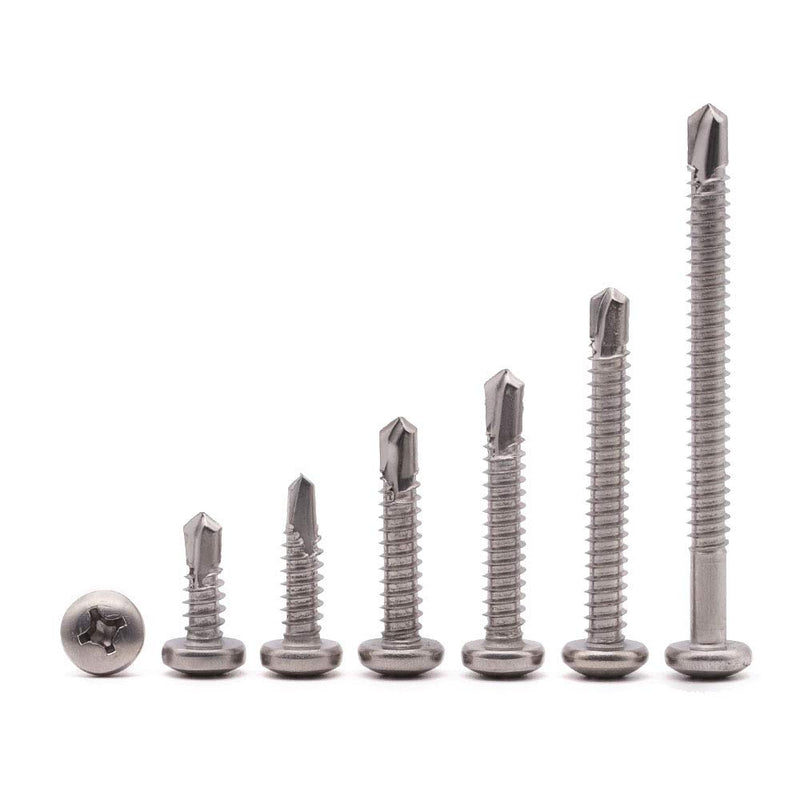 [Australia - AusPower] - #6 x 1" (100 pcs) Pan Head Self Drilling Screws, Phillips Drive Self Tapping Screws, Sheet Metal Screws, 410 Stainless Steel, Full Thread with Drilling Point, No Pre-drilled Needs #6 x 1" 100 