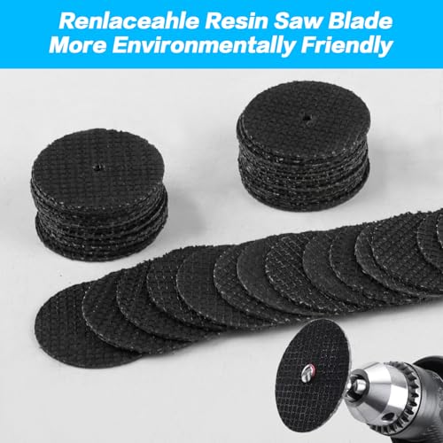 Cutting Discs Set of 60 32 mm for Rotary Tools | Cutting discs for metal steel with 6 pieces 3 mm mandrels accessories