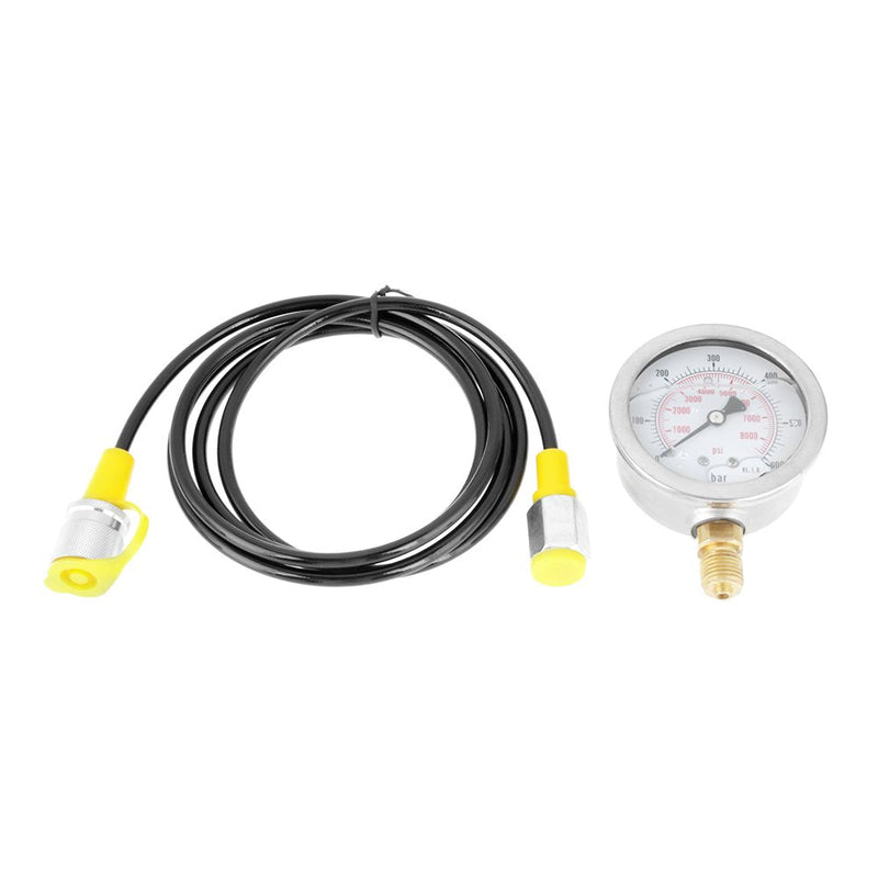 [Australia - AusPower] - Hydraulic Pressure Test Kit 40mpa Hydraulic Pressure Gauge 60p Hydraulic Pressure Test Kit,Hydraulic Hose Test Point Coupling M16*2-BSP1/4 + 0~600BAr 8500PSI Gauge Hose 