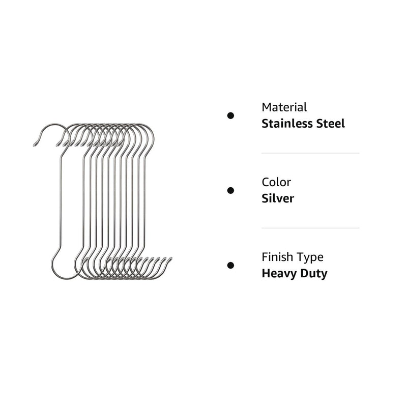 [Australia - AusPower] - 12 Pack Stainless Steel Large Size Hooks, S Shape Long Hooks, Metal Heavy-Duty S Hooks 12 inch 