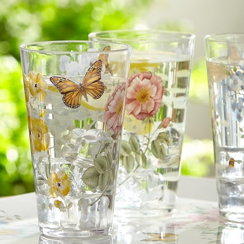 Lenox Butterfly Meadow Acrylic Highball Cups, Set of 4 (Acrylic Material) 4 Count (Pack of 1) Highball Set of 4 (Acrylic)