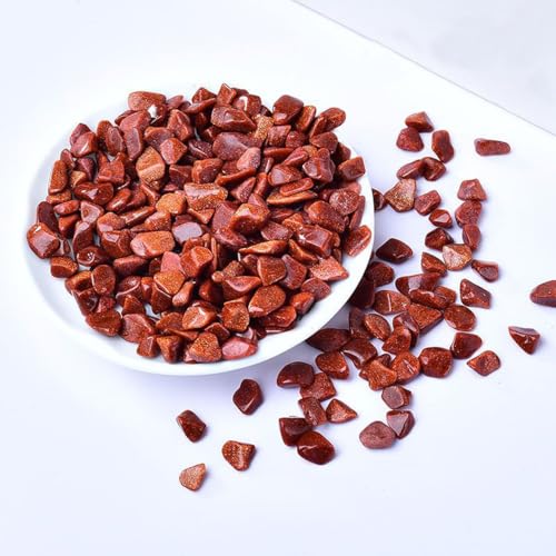 Erliway 100g Natural Red Goldstone Crystal Chips 7-9mm Tumbled Stones