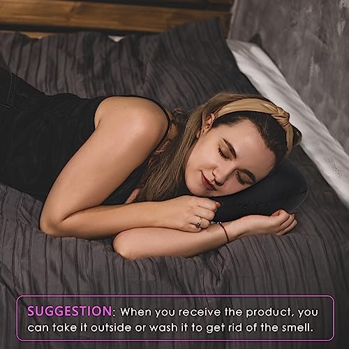 Thyle 2-piece bead neck pillow set in bone shape, black and violet, designed for neck and cervical support, 15 x 8 inches.
