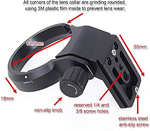 iShoot CNC Machined 62.5mm Tripod Mount Ring Lens Collar for Sony FE 135mm f/1.8 GM Lens, Built-in ARCA Type Quick Release Plate Compatible with Tripod Ball Head of ARCA-Swiss PMG SUNWAYFOTO BENRO