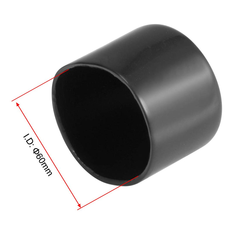 [Australia - AusPower] - uxcell 10pcs Rubber End Caps 60mm ID Vinyl Vinyl Round End Cap Cover Screw Thread Protectors Black 