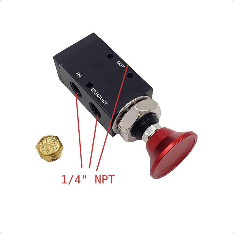 3-Way Three-Way Push/Pull Manual Tailgate Air Valve (Air Valve, W/Knob, Push-Pull, 3 Way, 2 Position)