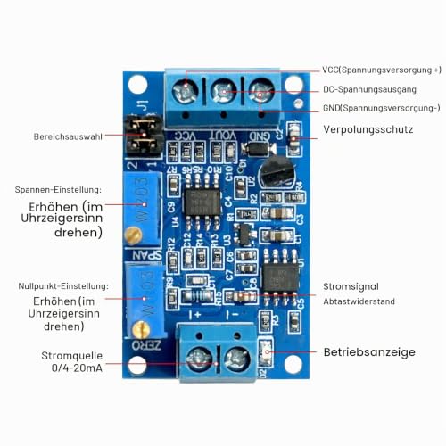 Current to Voltage Converter Module 0/4-20mA to 0-3.3V 5V 10V Voltage Transmitter, Current Transformer Module Signal Conversion Board